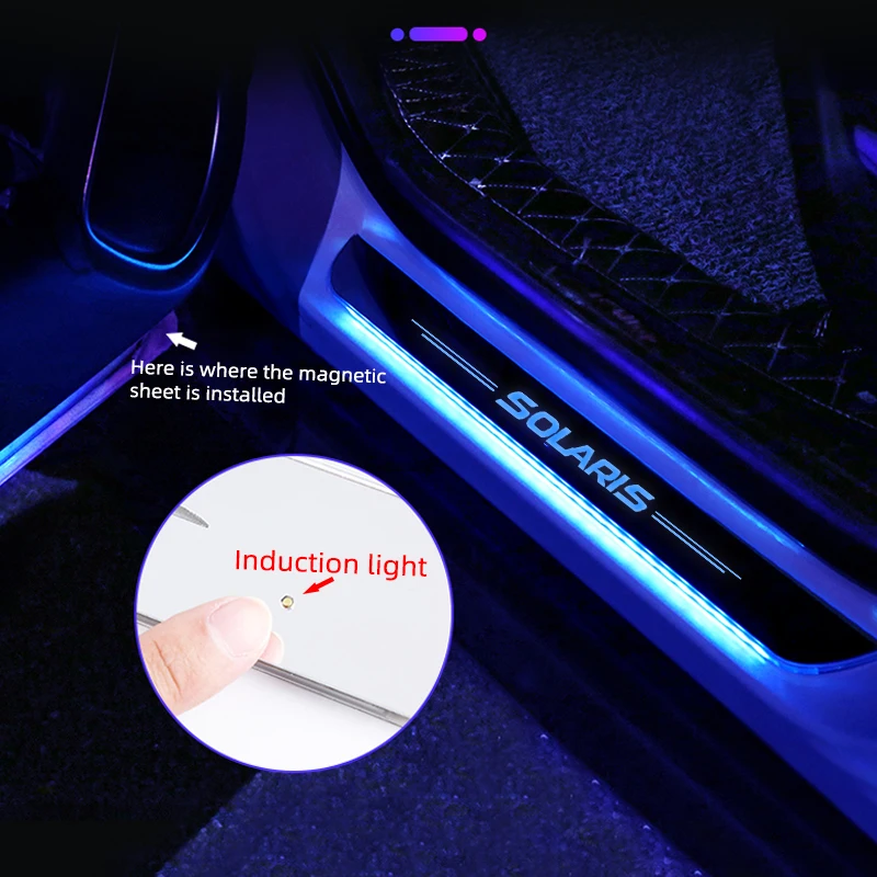 

Pedal Sill Pathway Light For Hyundai Solaris Customized LED Welcome Pedal Car Scuff Plate Pedal no wiring Car Accessories