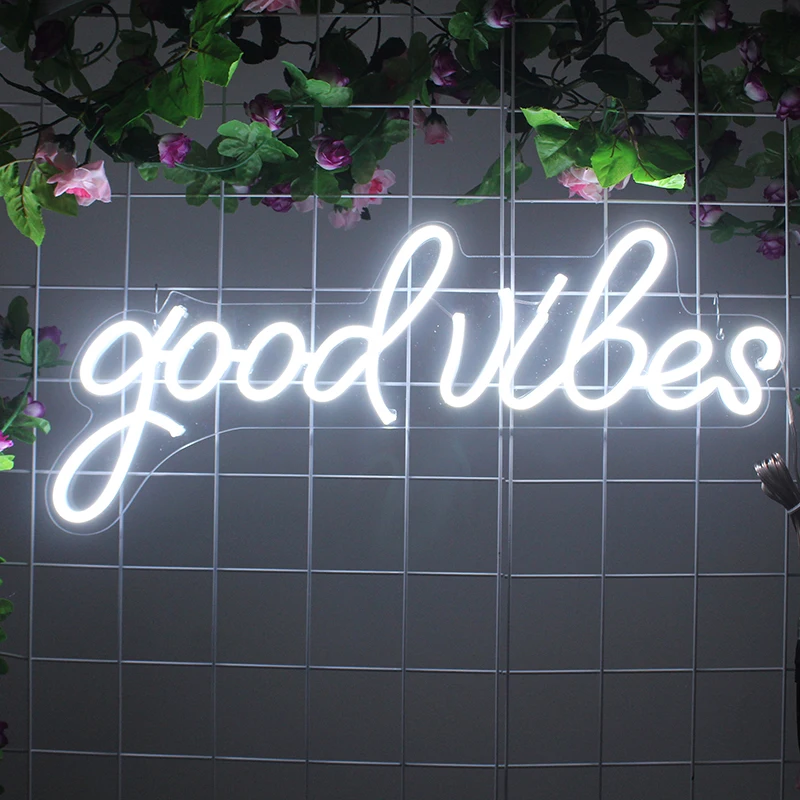 Good Vibes Only Neon Sign Light Good Vibes Acrylic Transparent Flex Party Home Decor Led Night Light Neon Sign Lamp for Bar