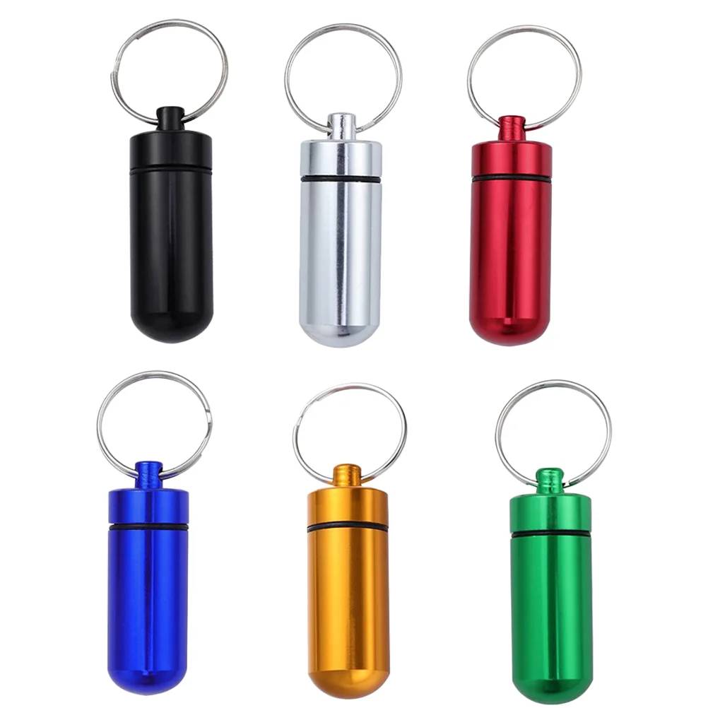 

6pcs Aluminum Alloy Bottle Key Chain Outdoor Waterproof Cartridge Key Chain(Blue, Black, Green, Red, Silvery, Golden)