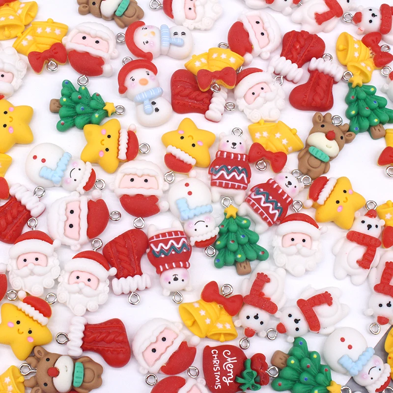 Оптовая продажа 10/30/50 шт. Рождественские Подвески из смолы Санта/полярный