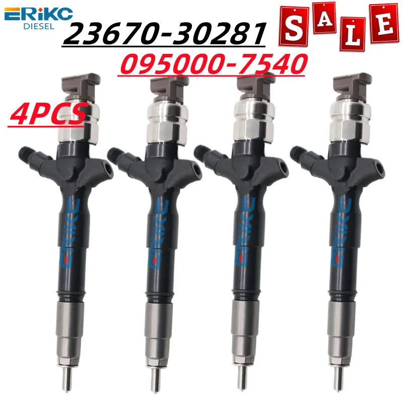 095000 -7540 Форсунка Common Rail 23670-30281 0950007540 Для Toyota Land Cruiser Hilux 1KD 2KD 4шт. 2367030281