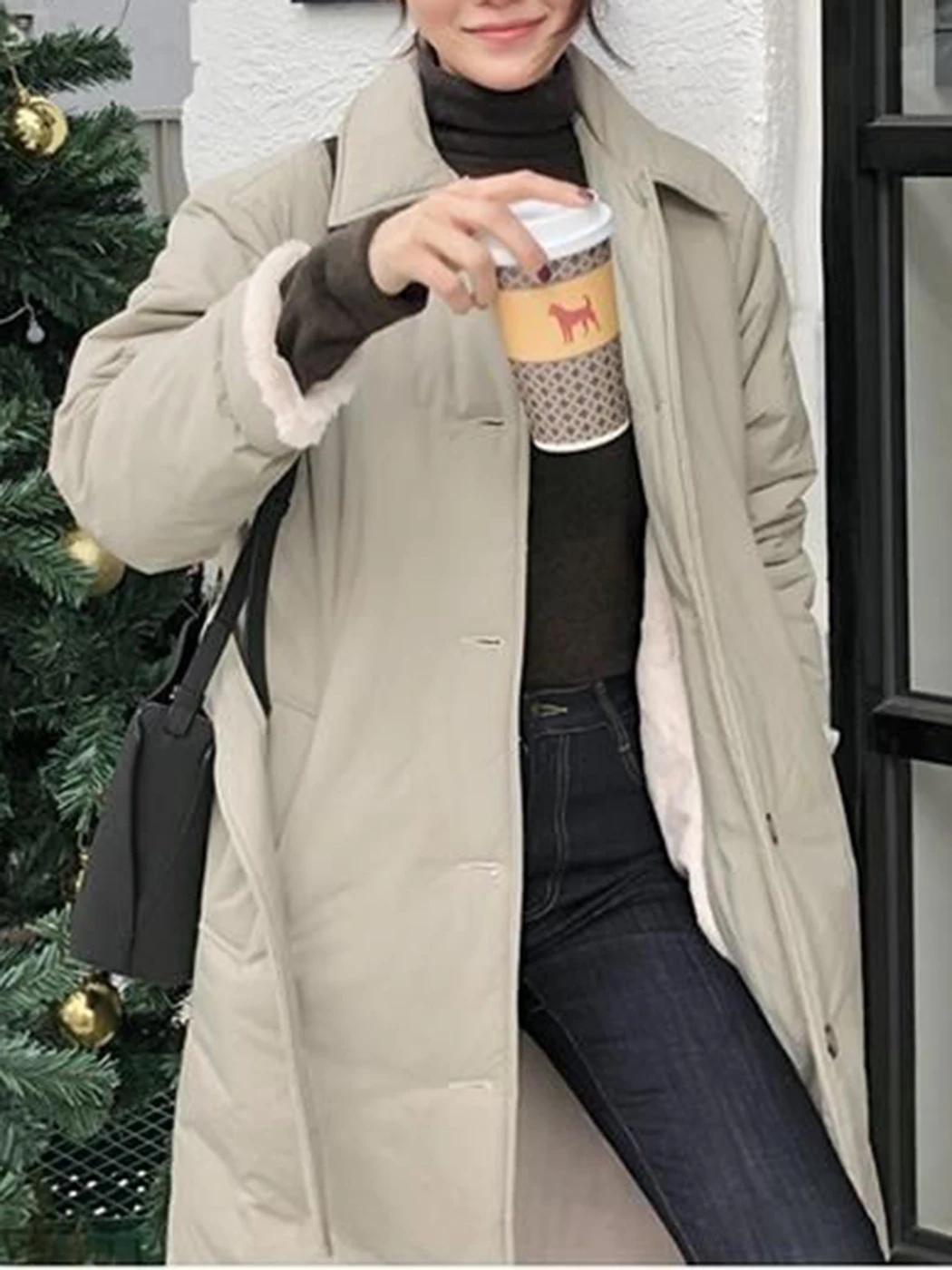 Fleece Long Warm Winter Coats For Women 2023 Fashion Solid Color Single Breasted Turndown Collar Jakcets Chic Retro Belt Parkas