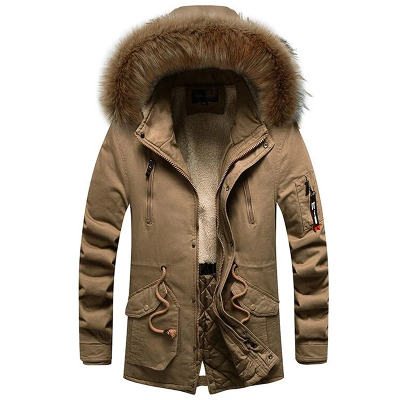 Winter Fur Thicken Jacket Men Casual Cotton Hooded Parkas New Undefined Clothing Male Outwear Thick Warm Fleece Windproof Coats