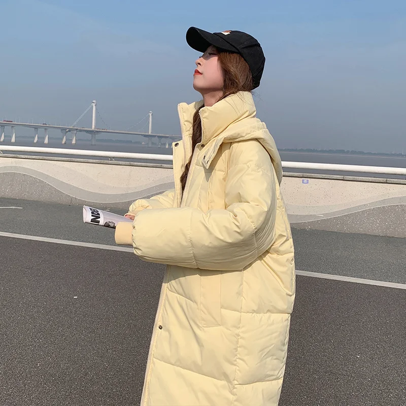 

Yellow Thickened Bread Coat Female Down Cotton Coats Women's Korean Loose Winter Coat Long Cotton Jacket 2022 New Parkas