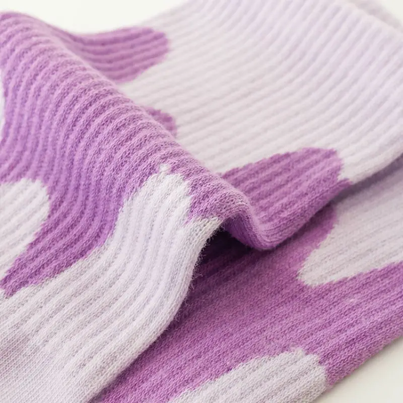 3 Pairs Women's Cotton Socks Gradient Colors Sports Socks Harajuku Fashion Man's Knitting Rib Skateboard Crew Socks Casual Soft