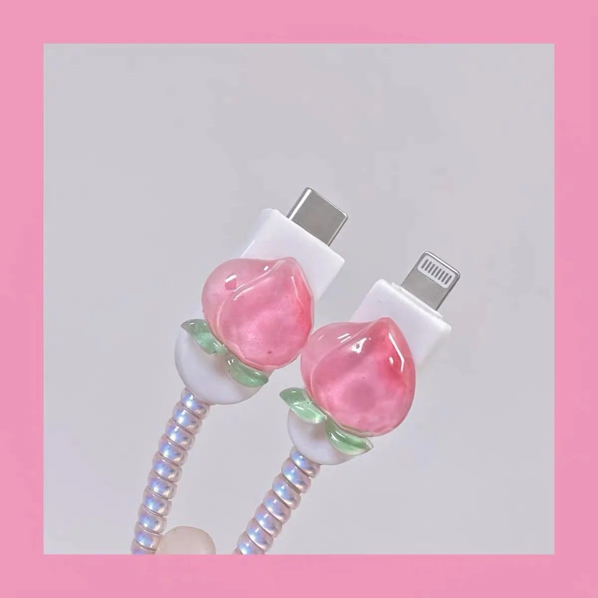 Защитный органайзер для зарядного устройства iPhone 14 13 12 11 Pro Max 18/20 Вт 3D Honey Peach