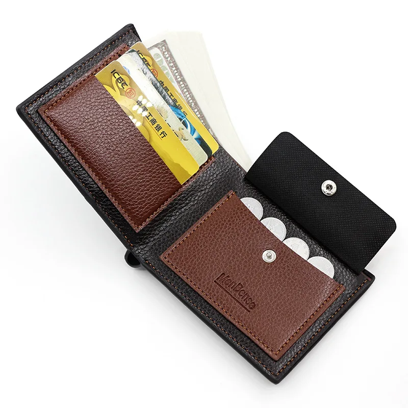 New European and American Men's Short Wallet PU Leather Coin Purses Large Capacity Card Holders Male Luxury Money Clip