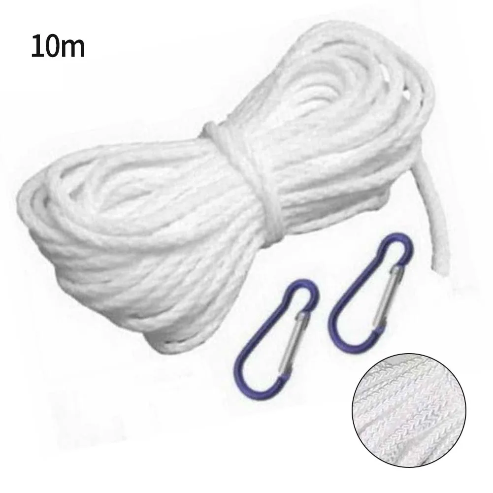 

Accessories Durable 10m Rope Nylon Braided Cord Aluminium Snaps Flagpole Halyard Free Hooks Pole Replaced White