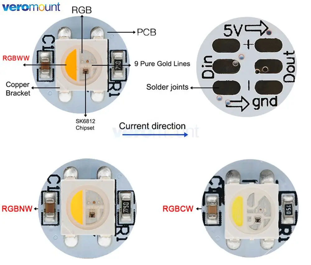 50-1000 шт. чипы для радиатора WS2812B 10 мм x 3 WS2811 IC 5050 SMD RGB SK6812 RGBW RGBNW RGBWW 5 в постоянного