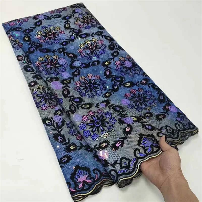 

5 ярдов, новинка, Лидер продаж, французское кружево с блестками, африканский тюль, шнур, Кружевная Сетка, вышитая ткань для свадебной вечерин...