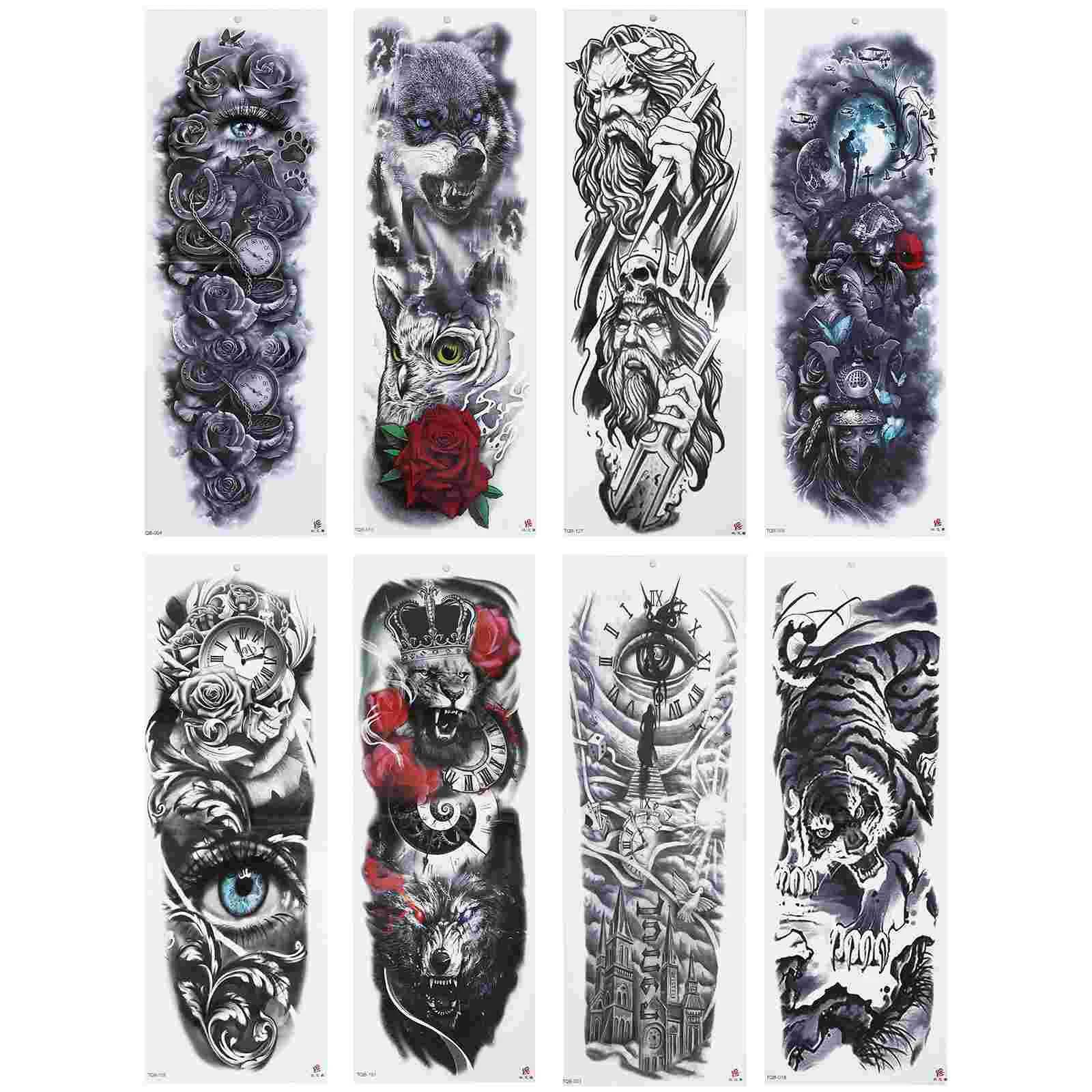 

8pcs Arm Stickers Fake Tattoos Arm Temporary Tattoos for Adults
