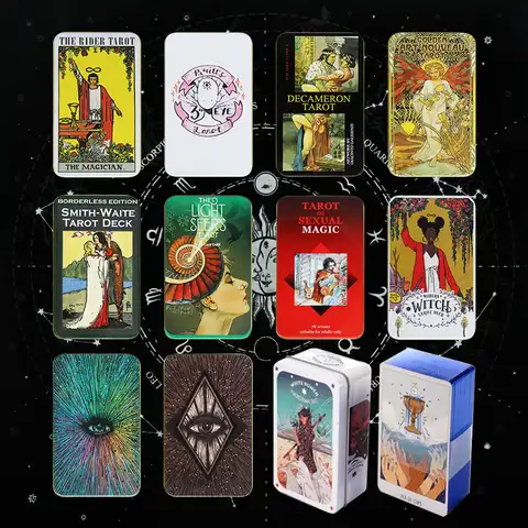 Оловянная коробка, Высококачественная позолота, колода Таро 78 карт, колода карт с руководством, Мистическая книга для гадания