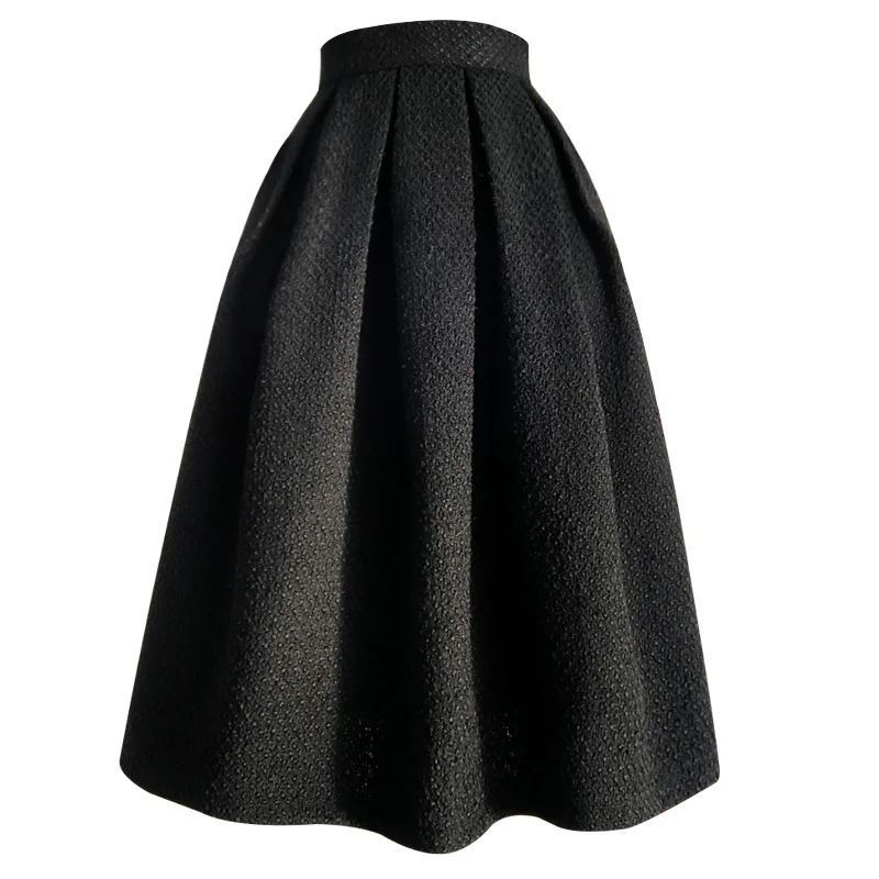 Thick Winter Warm Tweed Woolen Ball Gown Skirts For Women Vintage High Waist Slim Party Princess Umbrella Small Fragrance