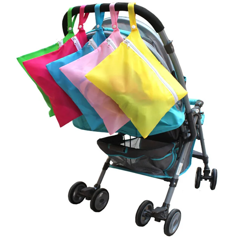 

Portable Baby Diaper Bags Solid Baby Out Clothes Feeding Bottles Nappy Changing Bibs Hang Stroller Storage Bag 5Colors