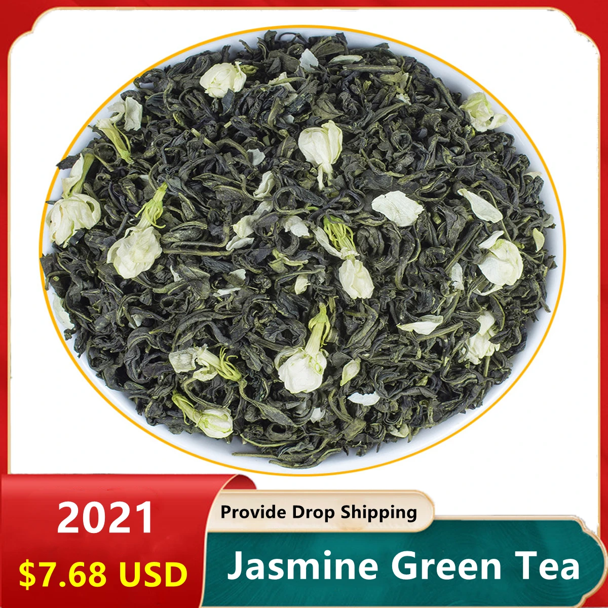 

2021 китайский свежий натуральный органический жасмин, зеленый чай из жасмина для похудения, забота о здоровье, чай кунг-фу
