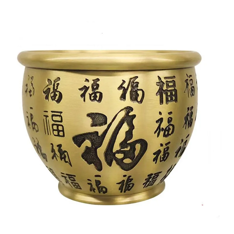 

1PC Feng Shui LUCKY Fortune Wealth Pure Brass Cornucopia Baifu Rice Cylinder Desktop Small Ornament Ashtray Decor Gift Home Cup
