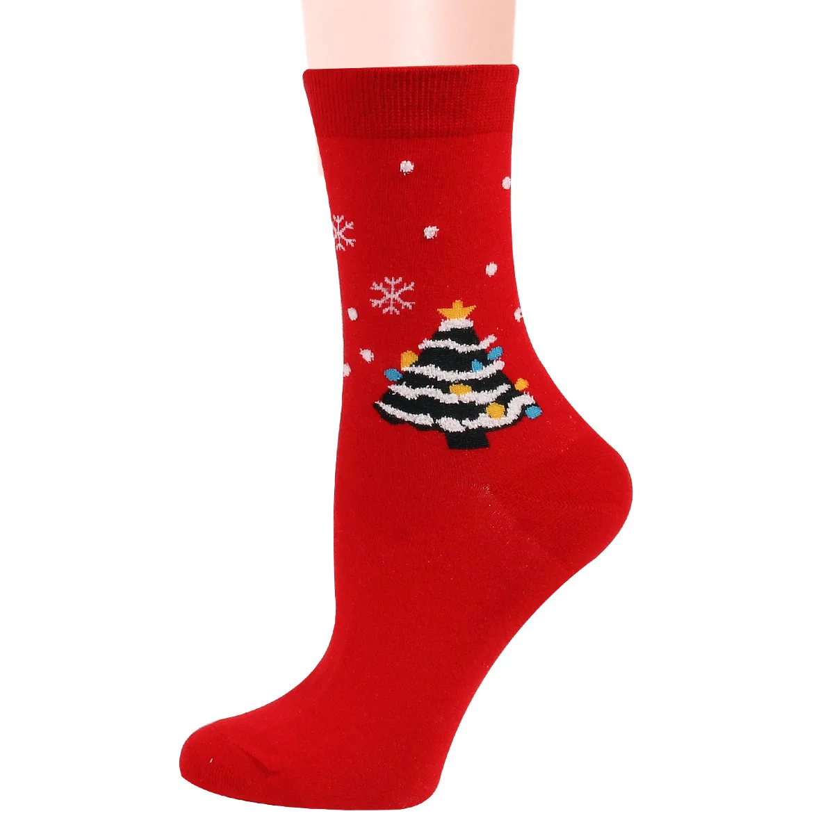 New Christmas Women's Socks Striped Jacquard Santa Claus Women's Mid-tube Cotton Socks 12 Pairs