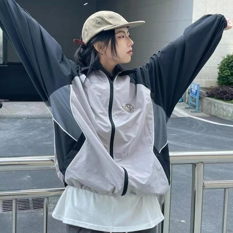 

Deeptown Vintage Harajuku Jacket Women Outdoor Oversized Zipper Streetwear Track Uv Blocking Jackets Windbreaker Couple Casual