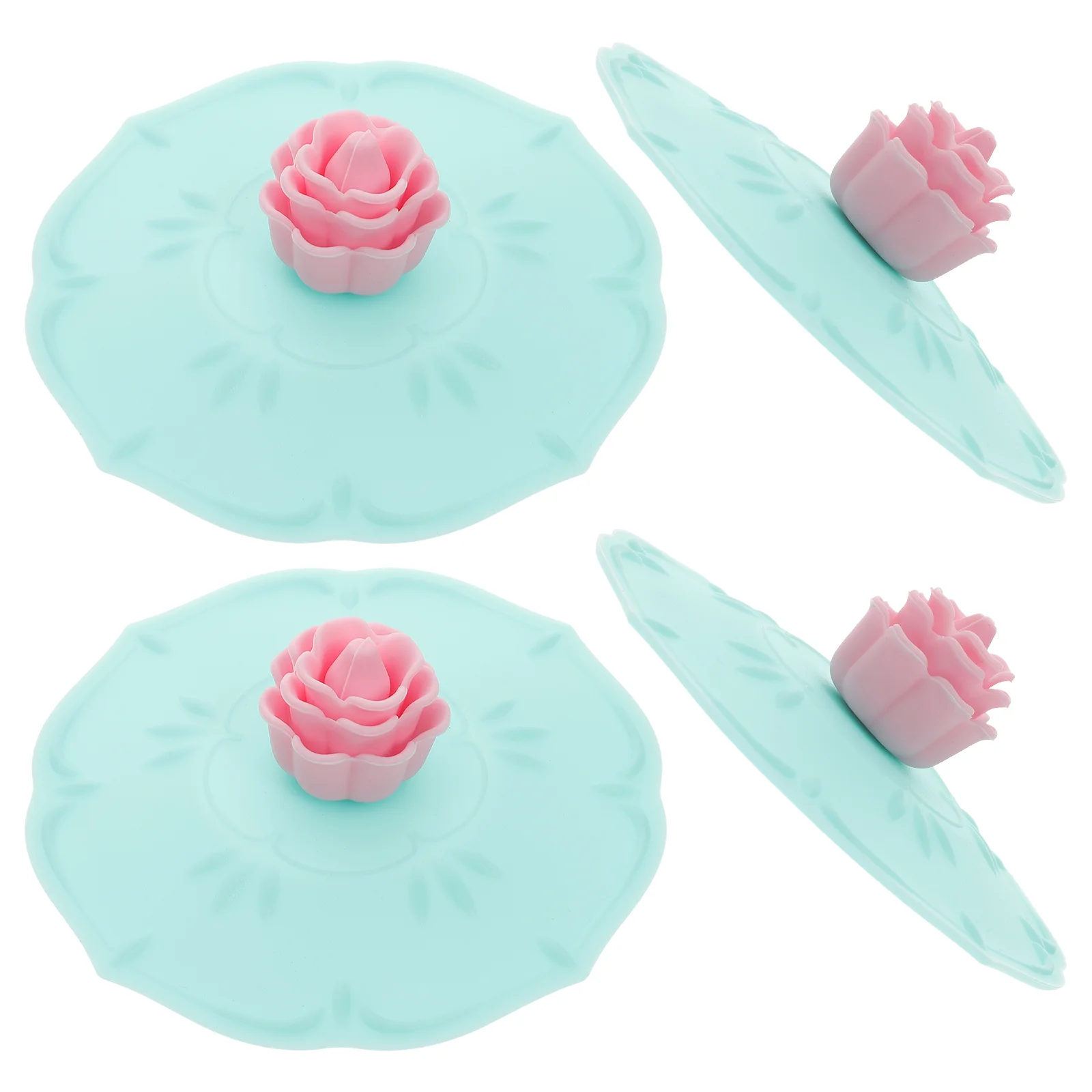 

4pcs Silicone Cup Lid Creative Lovely Flower Mug Cover Anti- Airtight Seal Cup Cover Leakproof Lids for Coffee Tea