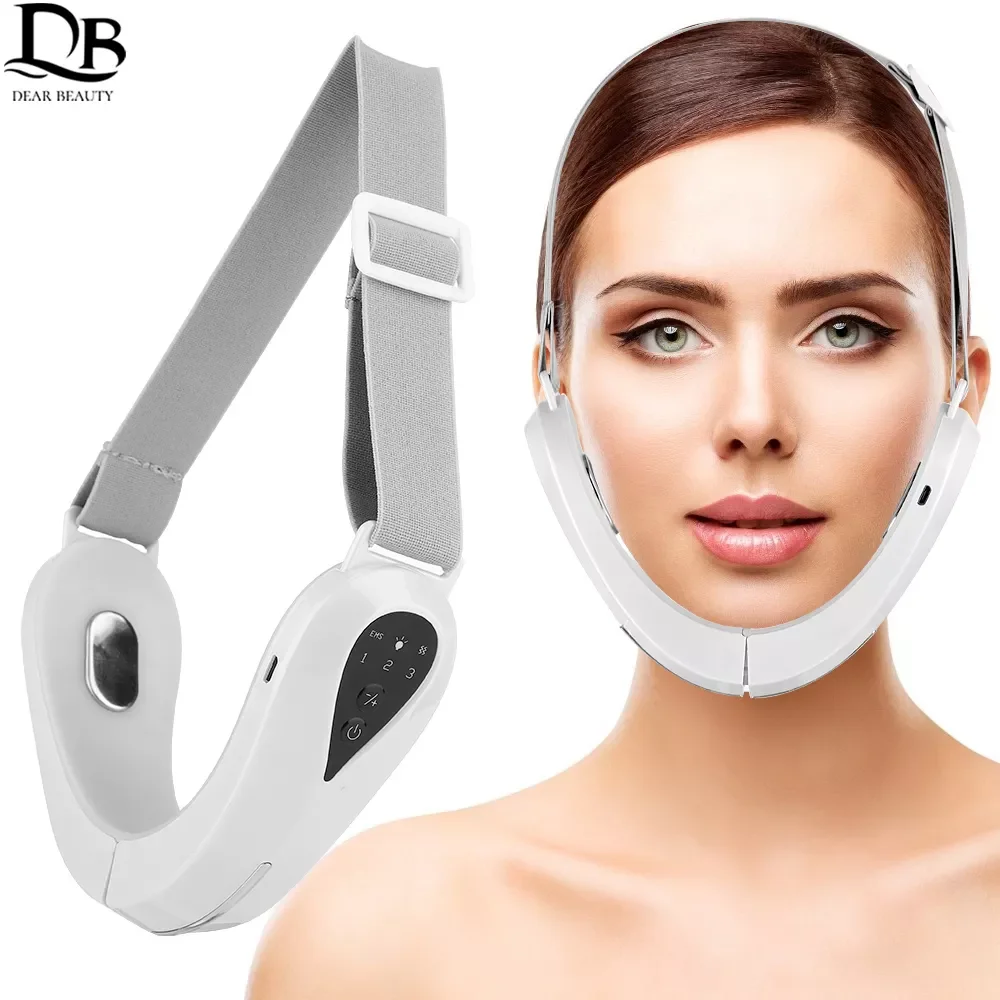 

NEW2023 EMS Facial Massager V-Line Chin Lift Belt Machine Face Slimming Vibration Red Light Blue Light LED Face Care Lifting Dev