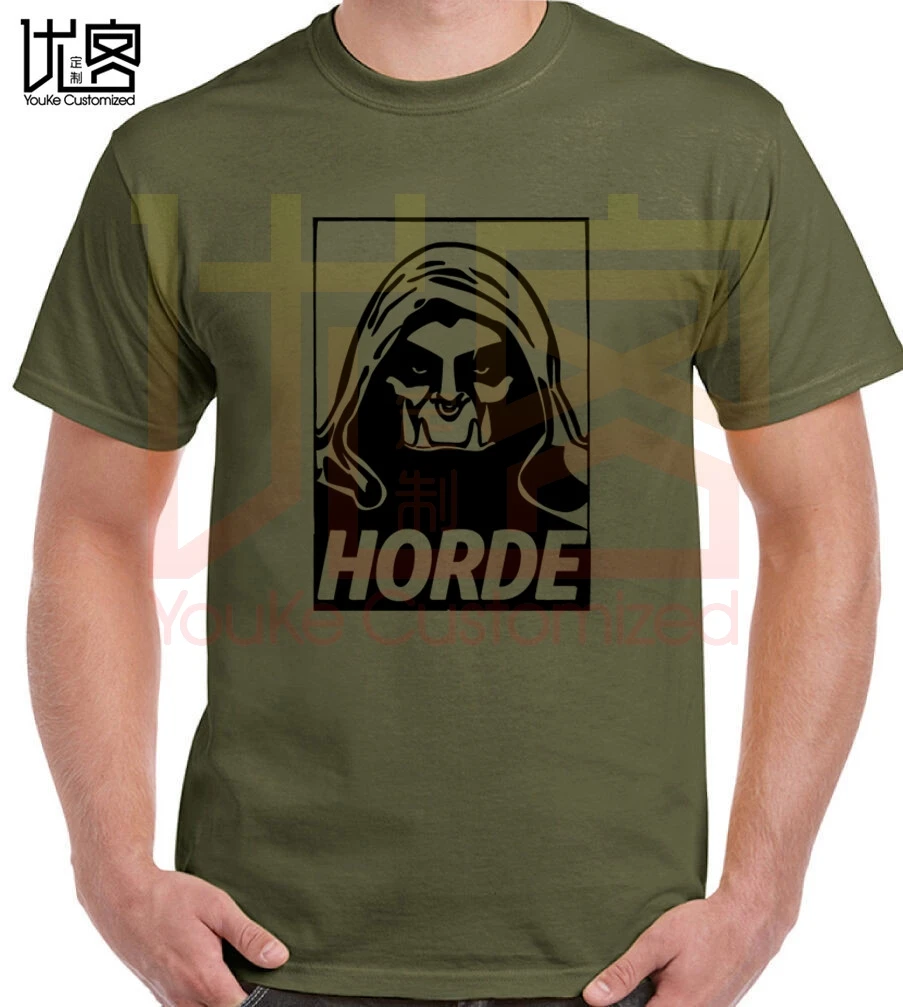 HORDE hooded orc chief T-Shirt World Of Warcraft men's women's 100% cotton short sleeves tops tee printed casual t-shirt |