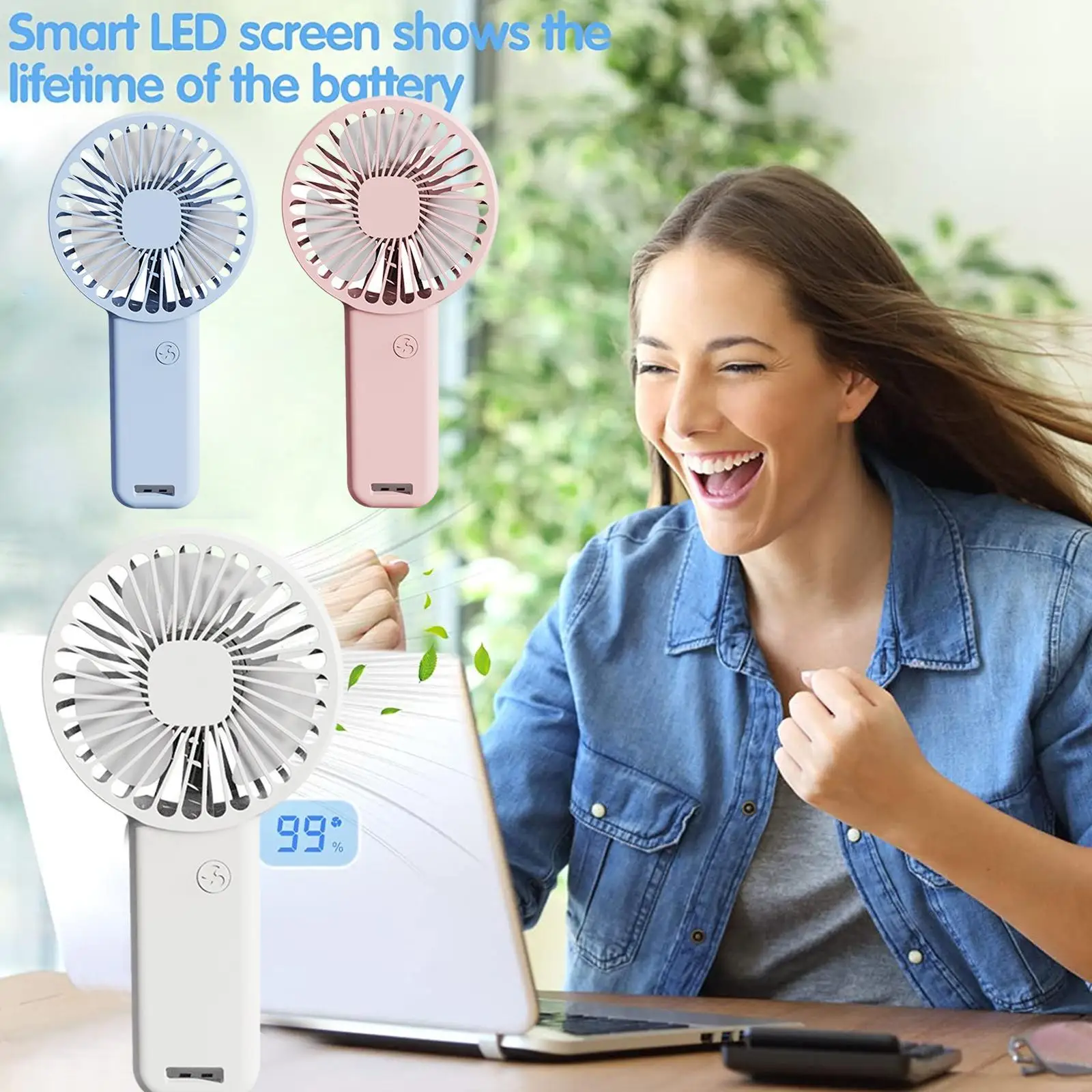 

Portable Handheld Fan Small Cooling Fan USB Rechargeable Eyelash Fan Low Noise Dropship