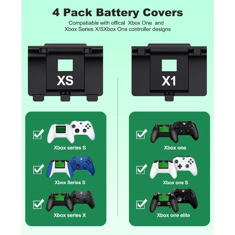 Фото для Xbox One SeriesX | Батареи для контроллера S, 2 шт. по 4800 мВт·ч, комплект для зарядки и использования, кабель для зарядки USB-C, 4 крышки. №3