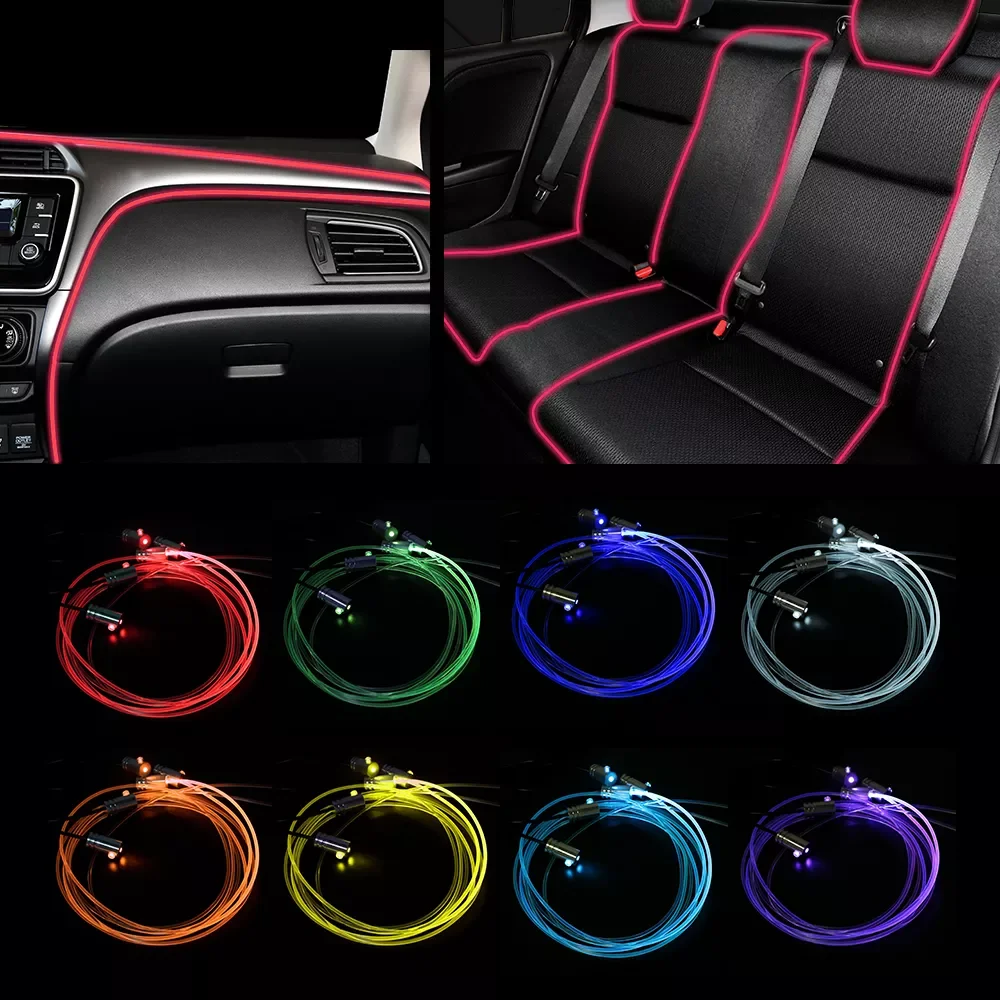 

6 Meter Fiber Optic Atmosphere Lamps Ambient Lamp App Control Car Interior Light Remote Control RGB Auto Decorative Light
