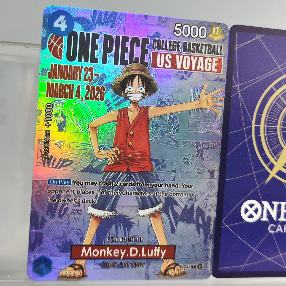 Фото Коллекционная промо-карта-игрушка Self Made Proxy One Piece OPCG English Luffy P-055 College Basketball US Voyage Game Collection №4