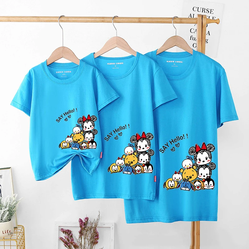 

Disney Family Matching Outfits Mickey Minnie Summer New T-shirt Fashion Casual Parent-Child Short Sleeve Cotton T-Shirt
