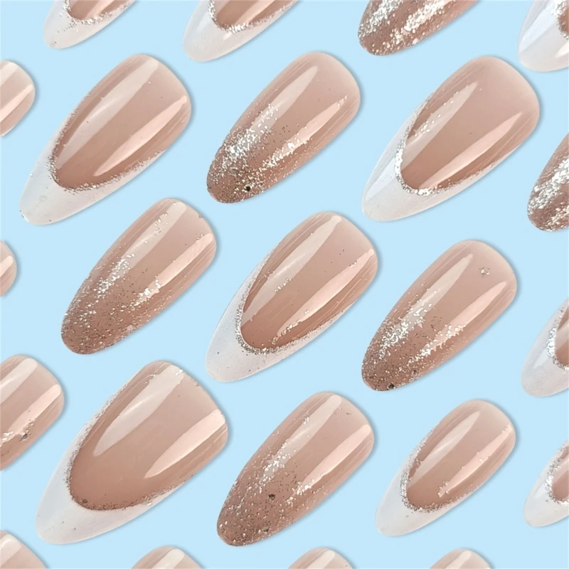 Сверкающая наклейка с полным покрытием на ногтях белый французский кончик