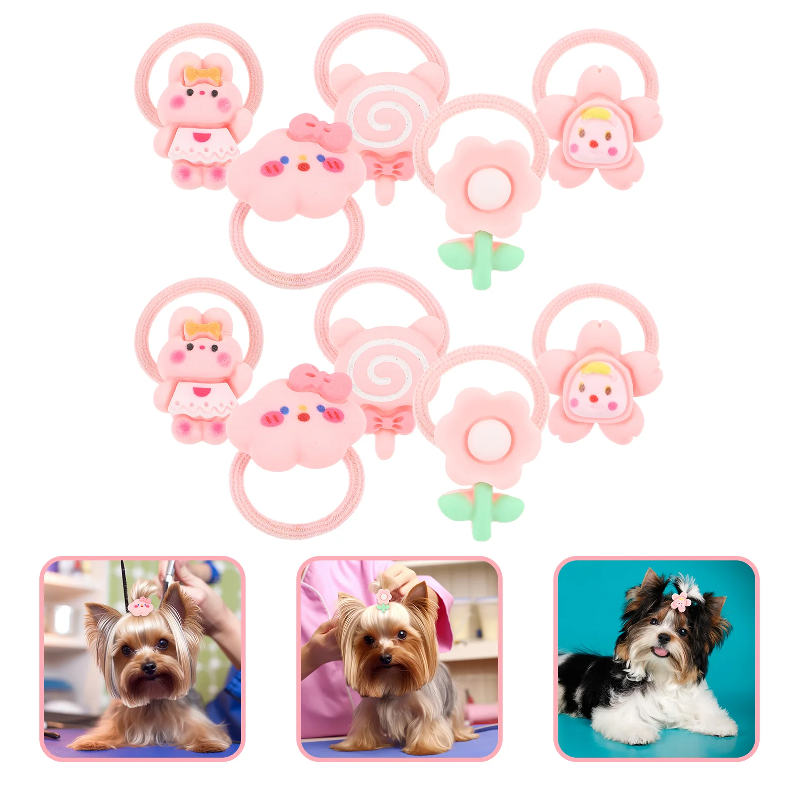 

10 Pcs Pet Rubber Band Birthday Decoration Girl Dog Hairbands Decorative Tie Nylon Ties Dogs Party Puppy Small Headbands