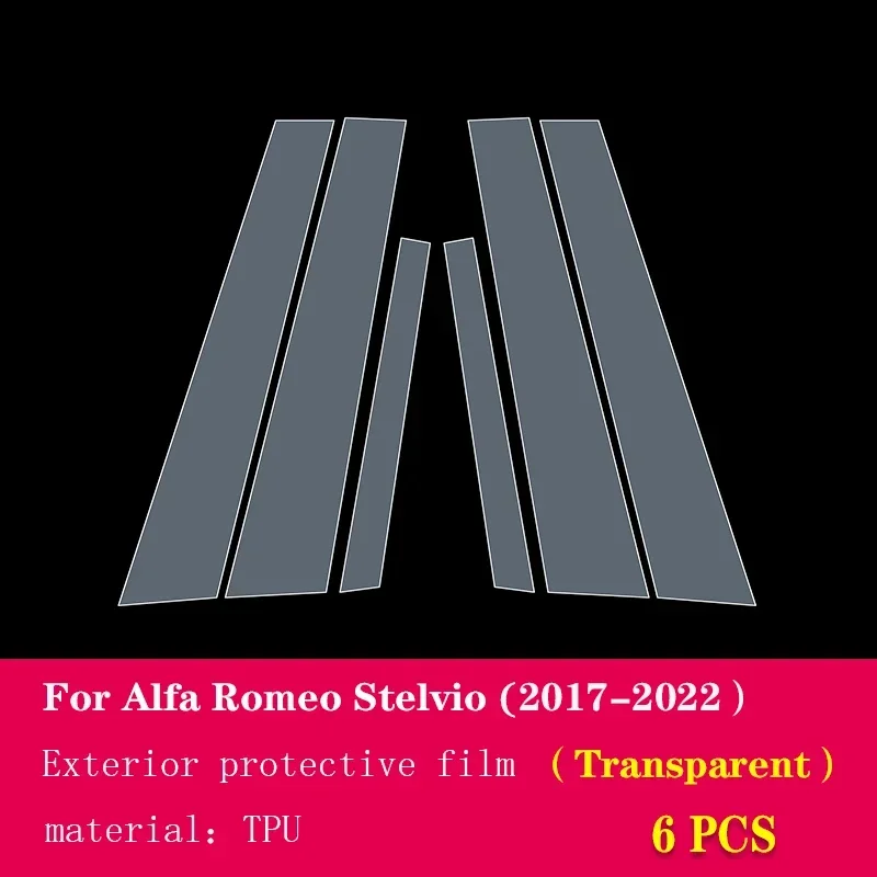 

Для Alfa Romeo Stelvio 2017-2022 ТПУ оконная центральная стойка защитная пленка против царапин автомобильная защита внешние аксессуары