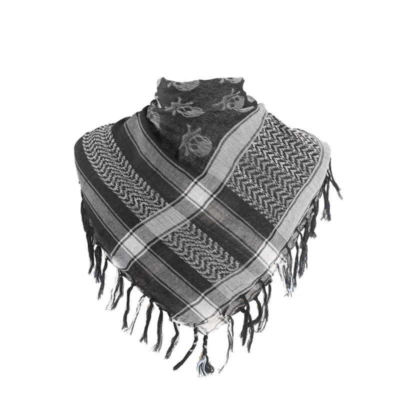 

Arabic Keffiyeh Square Shawl Military Tactical Scarves Desert Shemagh Skull Head Scarf Dust Windproof Outdoor Hiking Scarves