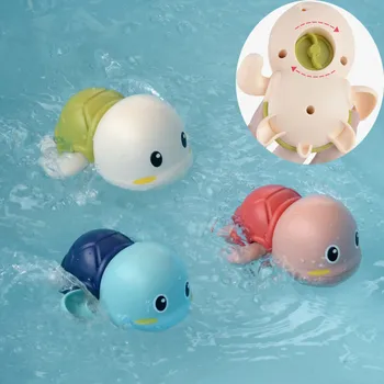 Bath Toys Baby Water Chain Clockwork Cute Cartoon Animal Tortoise Infant Swim Penguin Fish Wound-Up Kids Beach Water Bath Toy 1