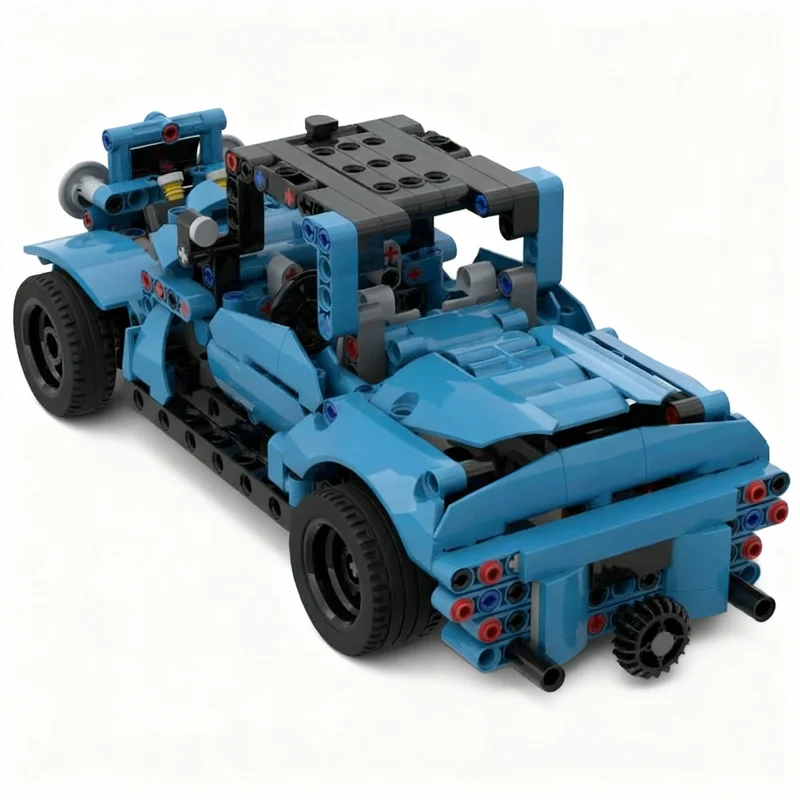 Фото 546 деталей MOC Technical Hot Rod, альтернативная модель для сборки, строительные блоки, рождественские подарки, архитектурная игрушка, художественное ремесло, сборные кирпичики. №2