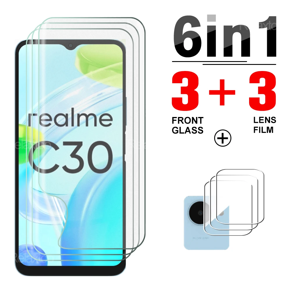 

6in1 Soft Full Cover Hydrogel Films For Oppo Realme C30 C30s C35 C31 C21 C25 C25s C11 2021 Camera Lens Films Screen Protector