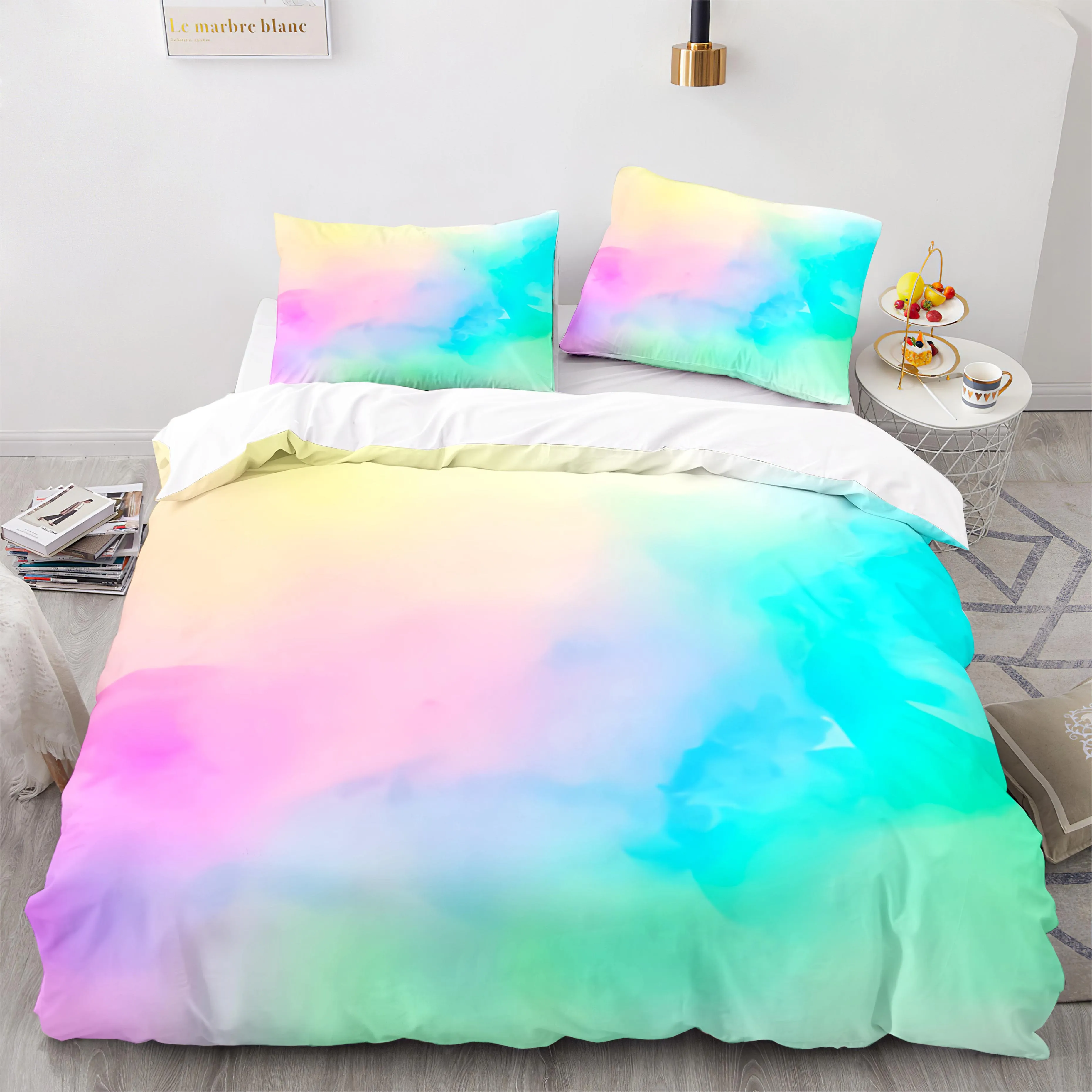 

New Colorful Rainbow Bedding Set Single Twin Full Queen King Size Rainbow Bed Set Aldult Kid Bedroom Duvetcover Sets 3D Print 06