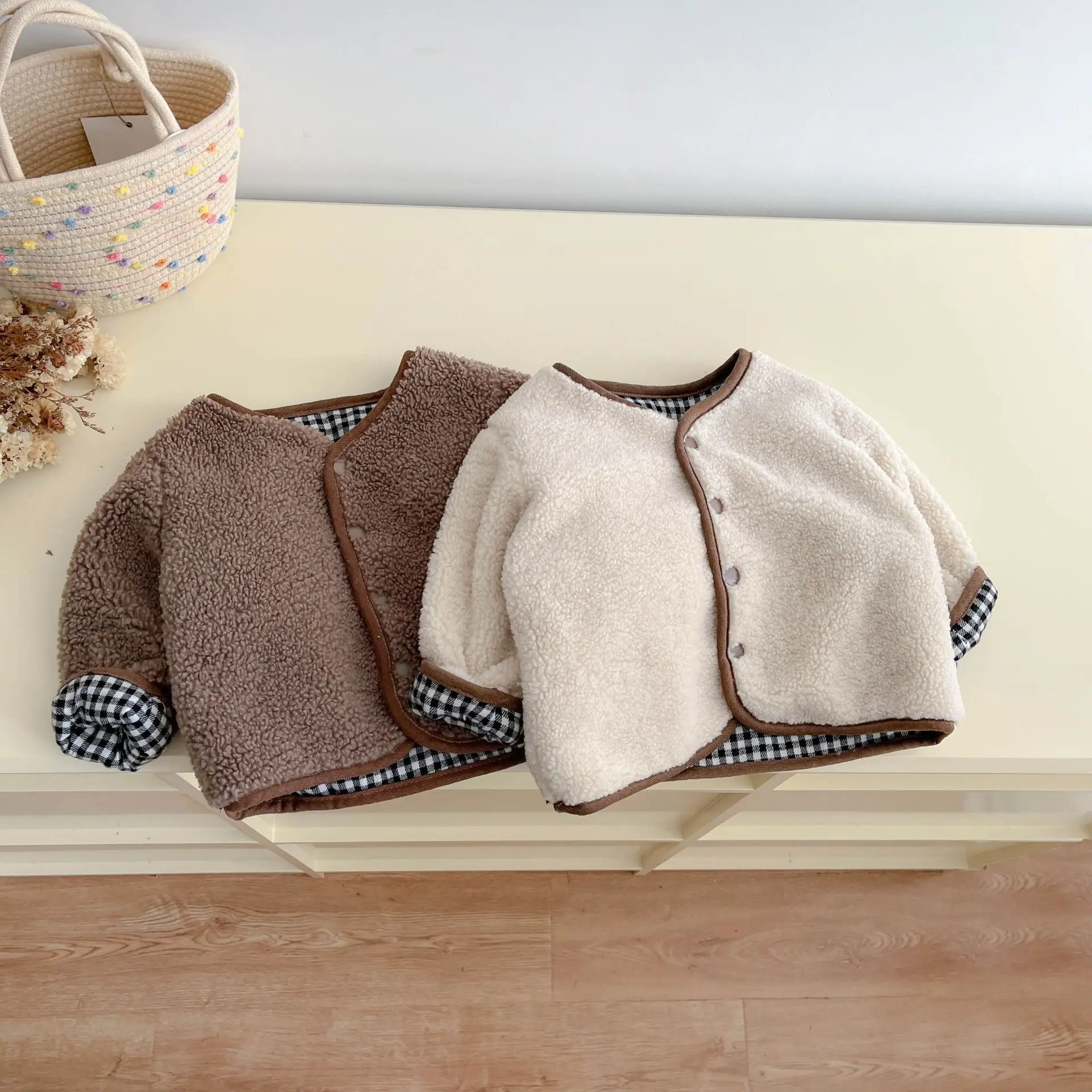 

Double Side Kids Jacket Korean Baby Winter Clothing Plush Thick Coat Warm Outerwear Cotton Kids Jackets Parkas for Girls Boys
