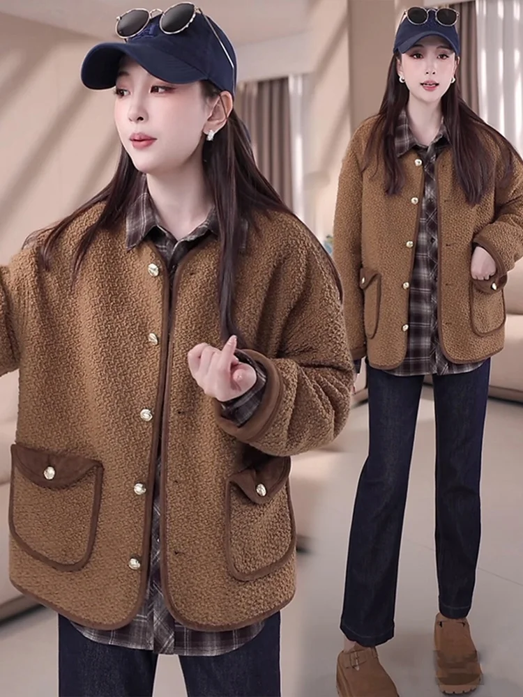 Lamb Wool Outerwear Women Short Autumn New 2024 Korean Sle Loose High-Grade Fur Integrated Graceful Top