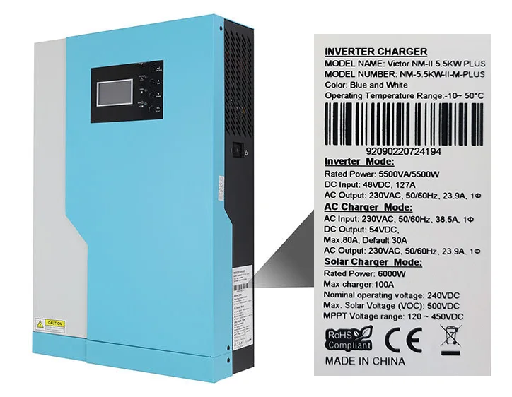 

Hot Sale Factory Direct Hybrid 5.5kw Inverter Support 5500w Solar Power