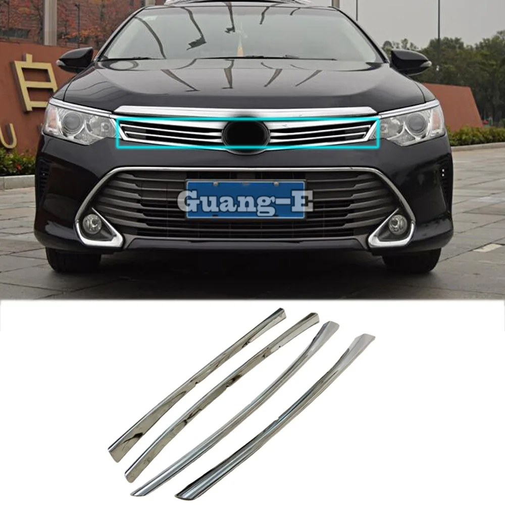

Hot sale For Toyota Camry 2015 2016 2017 car auto body protection detector ABS Chrome trim Front up Grid Grill Grille panel 4pcs