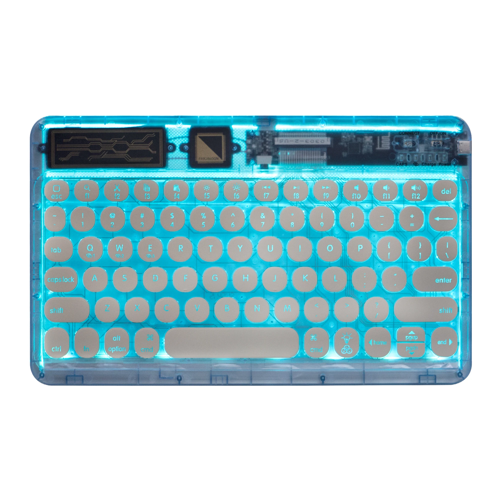 

2022 Transparent Wireless Keyboard with LED Light Phone Tablet Rechargeable Keyboard for iPad