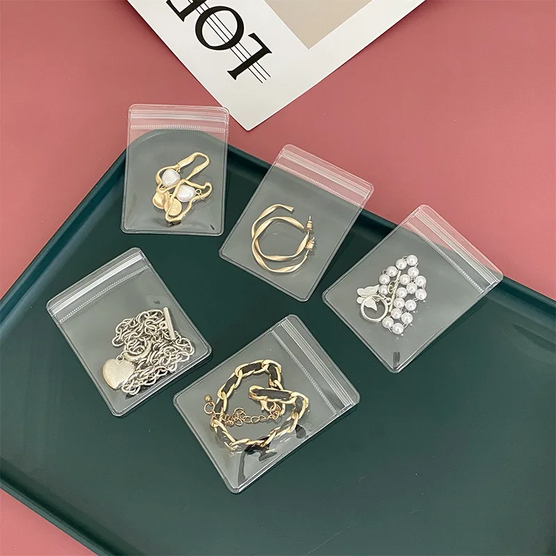 

Плотный пакет на молнии для ожерелья, браслета, 10 шт., держатель для хранения колец, сумка для хранения, антиокислительный пакет, ПВХ самоуплотняющийся пакет для ювелирных изделий