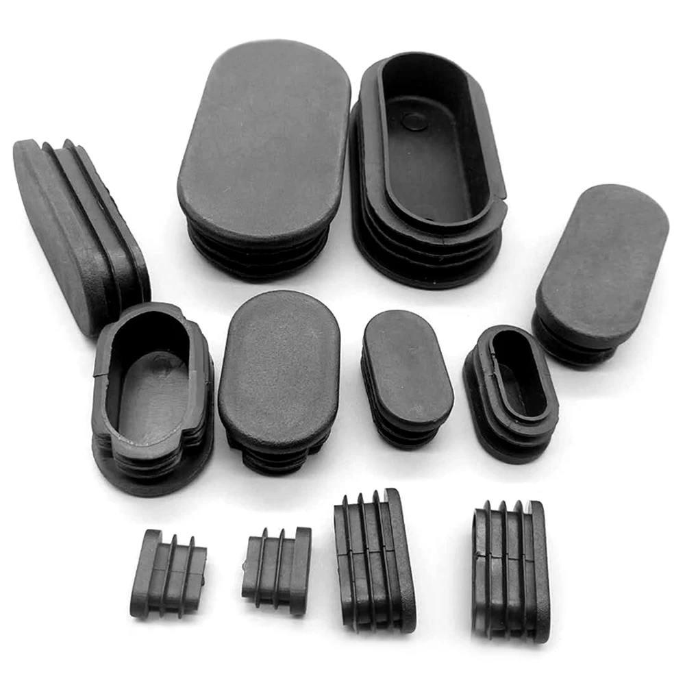 2/4/10pcs Oval Oblong Plastic Tubes End Caps Bungs Blanking Plugs Pipe Inserts Table Feet Chair Dust Cover Furniture Accessories