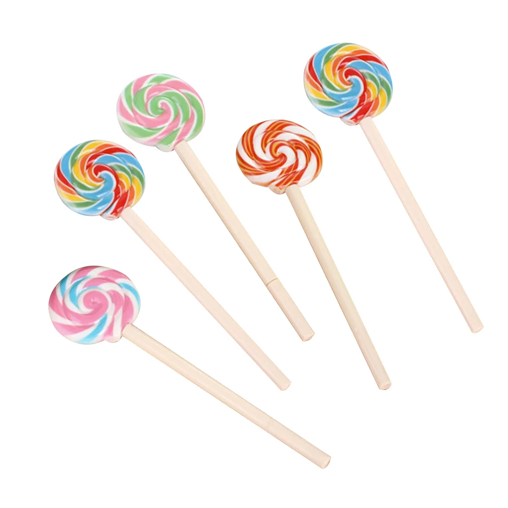 

5pcs Creative Lollipop 0.5MM Ballpoint Pen Novelty Kids Toys Cartoon School Stationery (Mixed Color)