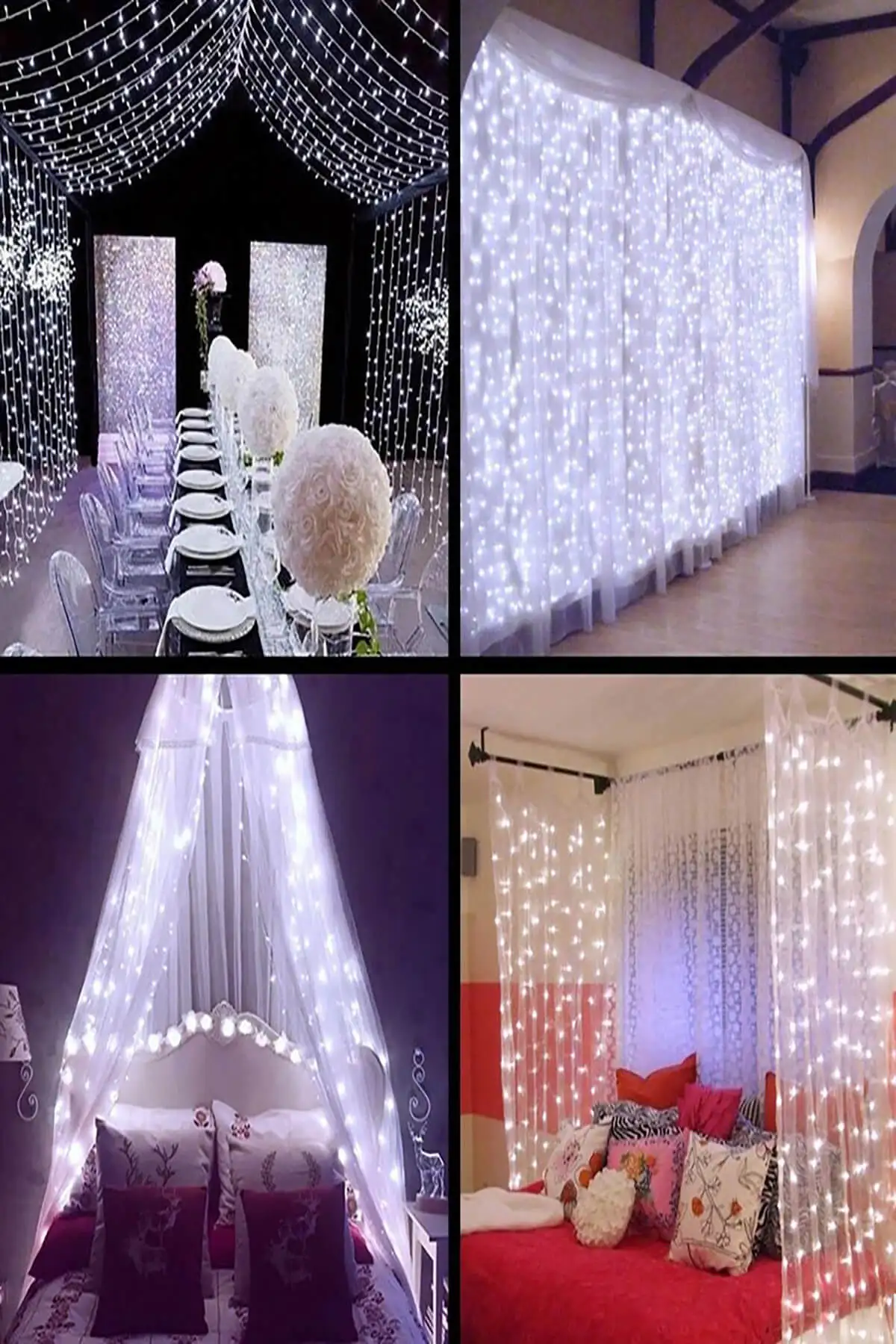 

2 X2 Meters Curtain White Fringed Led Lights