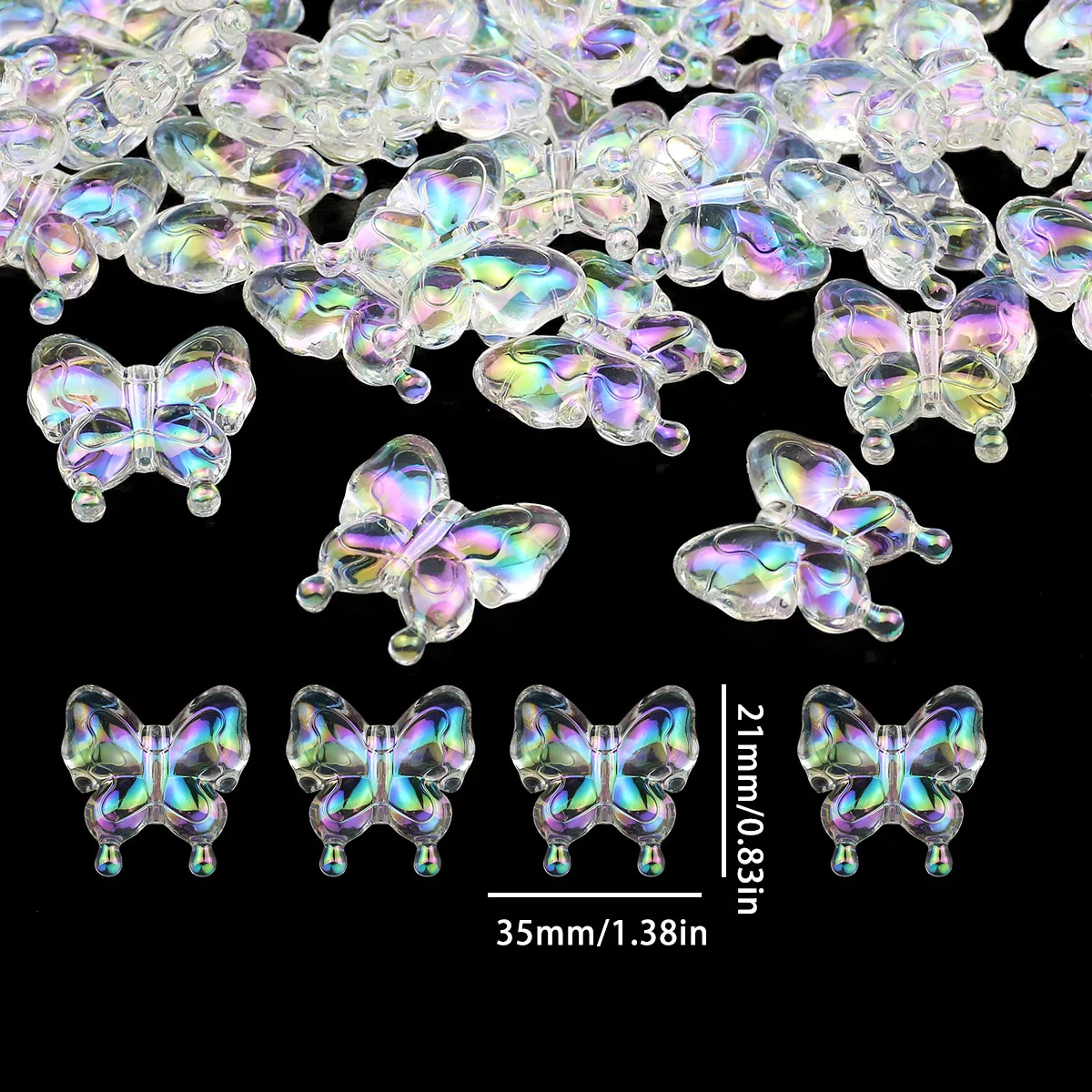 21x35MM Большая Бабочка Прозрачный УФ Акриловые Бусины Проставки Свободные Для DIY