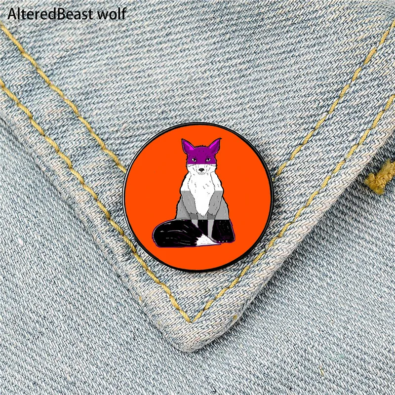 

Asexual Pride Fox Printed Pin Custom Funny Brooches Shirt Lapel Bag Cute Badge Cartoon enamel pins for Lover Girl Friends