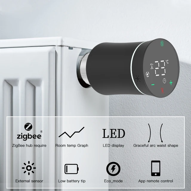 MOES TRV ZigBee 3.0 Tuya New Radiator Actuator Valve Smart Programmable Thermostat Temperature Heater Alexa Voice Control 2